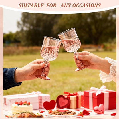 7OZ Plastic Wine Glasses, Reusable Vintage Goblets Unbreakable Drinking Glasses - Image 6
