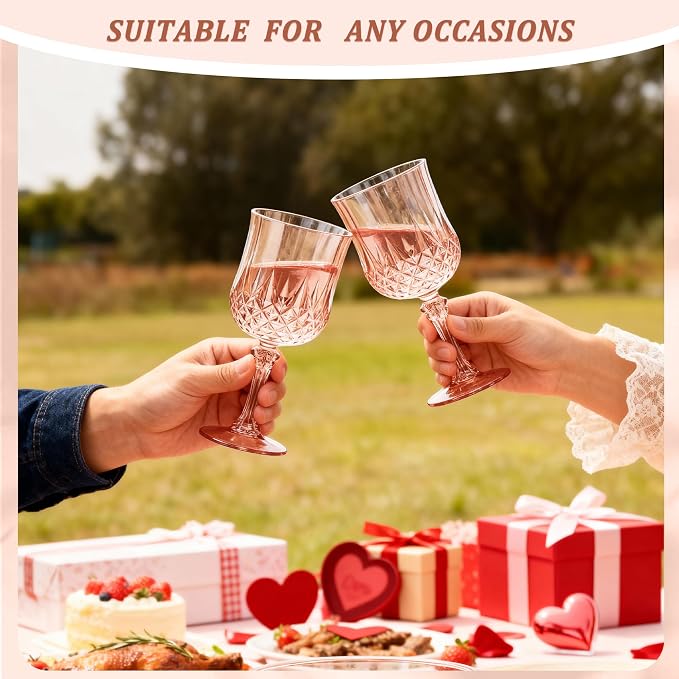 7OZ Plastic Wine Glasses, Reusable Vintage Goblets Unbreakable Drinking Glasses - Image 6