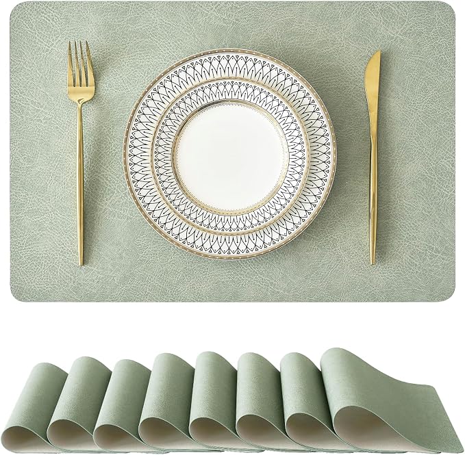 Leetaltree Reversible Faux Leather Placemats Set of 8, 12x17 Inch, Heat by Leetaltree-ArtatEveryTable
