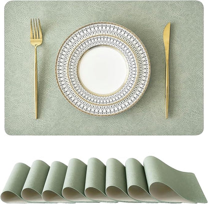 Leetaltree Reversible Faux Leather Placemats Set of 8, 12x17 Inch, Heat by Leetaltree-ArtatEveryTable
