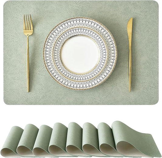 Leetaltree Reversible Faux Leather Placemats Set of 8, 12x17 Inch, Heat by Leetaltree-ArtatEveryTable