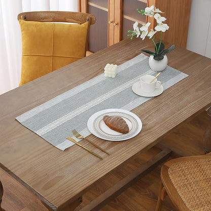 Gernaice 2PCS Boho Table Runner, Rustic Cotton Linen Farmhouse Table Runners by Gernaice