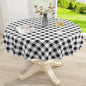 misaya Round Waterproof Vinyl Table Cloth, Buffalo Flannel Backed Tablecloth, Wipeable Plastic Table Cover for Dinner, Kitchen, Picnic (60", Black and White)