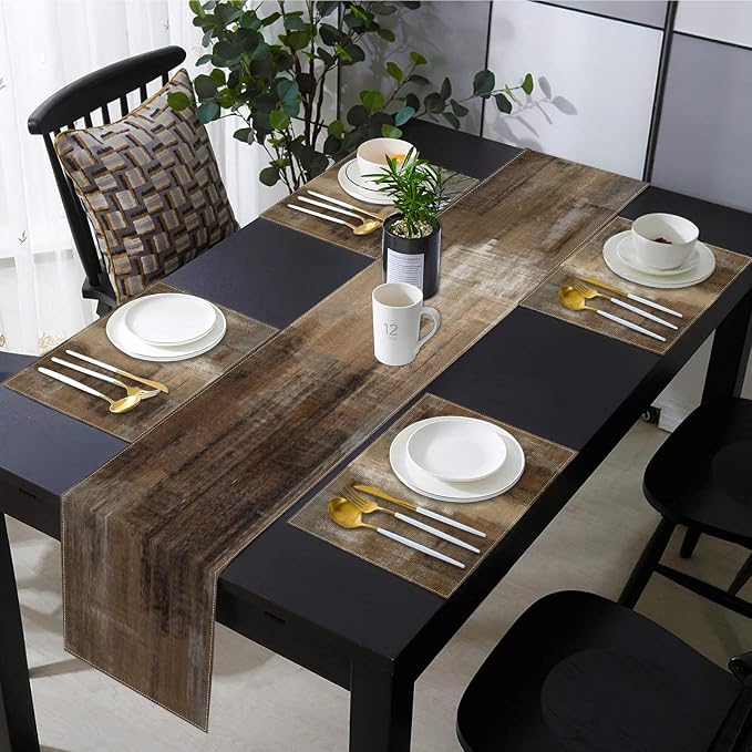 Emvency Table Runner and Placemats Set of 6, Abstract Vintage Modern | Painting - Image 5