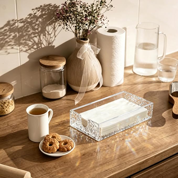 Acrylic Napkin Holder, 9x5.5x1.8 Inch, Paper Towel Holder, Rectangle | Water - Image 7