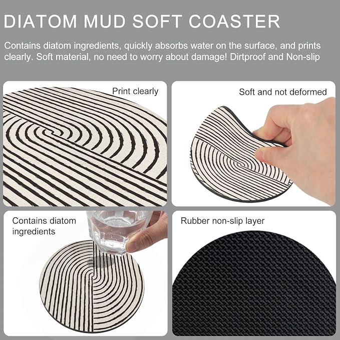 Abstract Geometric Coasters Set of 4, Absorbent Coasters - Image 9