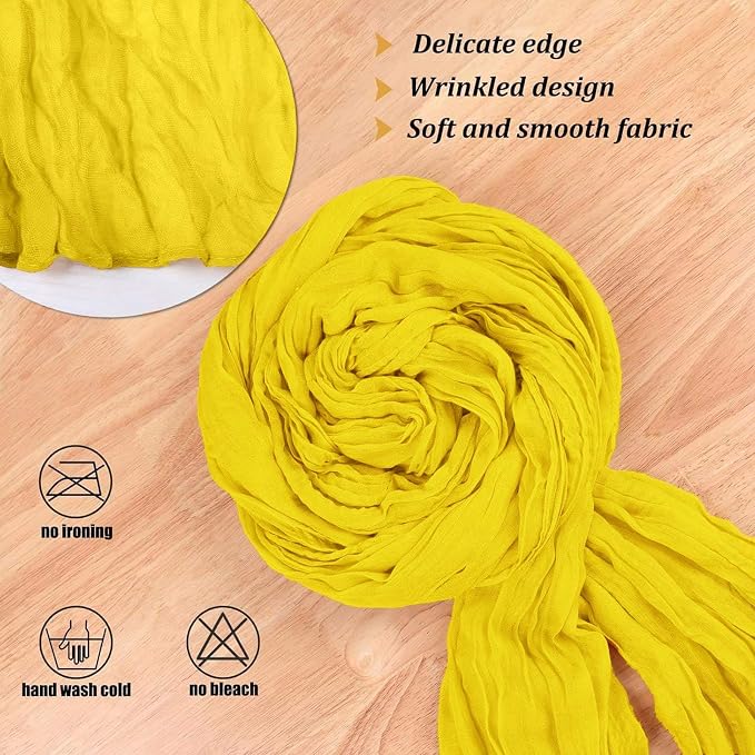 13.3FT Light Yellow Cheesecloth Table Runner Transparent Boho Table Runner - Image 3
