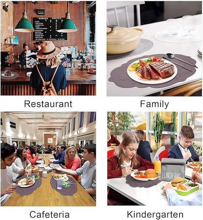 Silicone Placemats Set of 2, Oval Placemats,Heat Resistant Non-Slip Table Mat, Waterproof Silicone Placemat for Kids Large, Easy to Clean Dining Table Placemats by Siliconty(2, Cameo Brown)