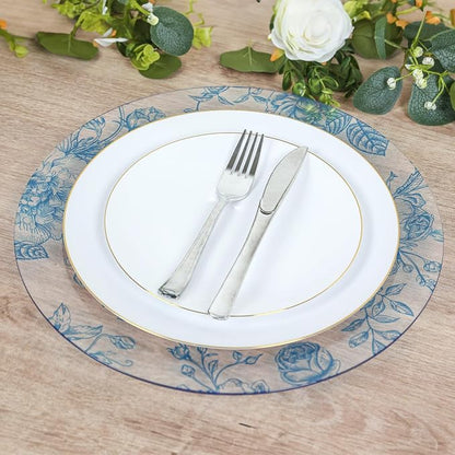 Efavormart 6 Pack Floral Acrylic Charger Plates in French Toile Pattern - Image 5