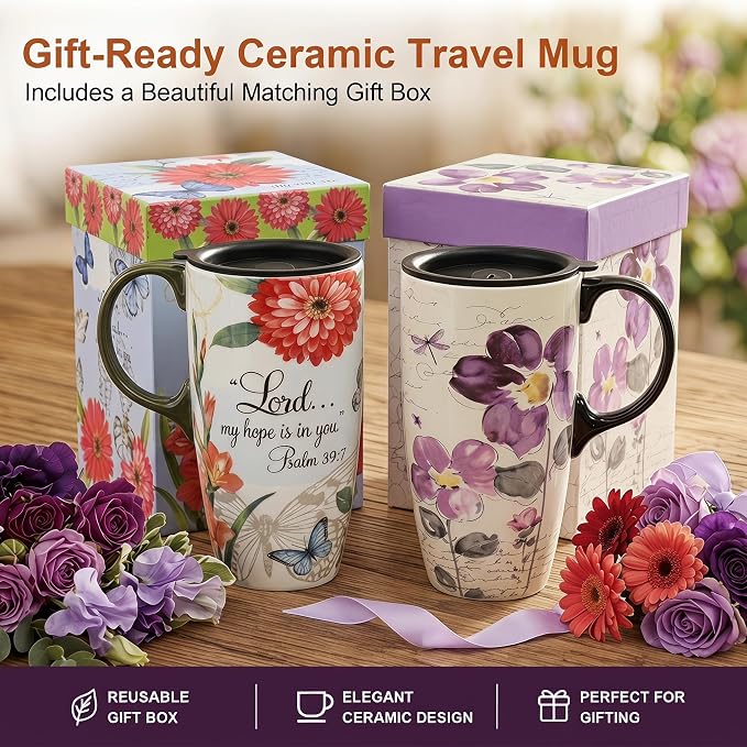 Topadorn 2 Pack Ceramic Travel Mugs - Image 5