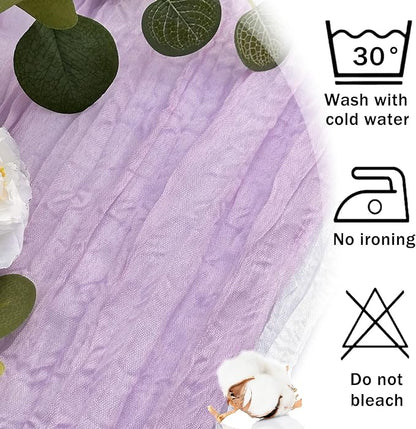 12 Pack Lavender Cheesecloth Table Runner 22x120 Inch-Naturally Dyed Colors Sheer Gauze Ivory Cheese Cloth Wedding Table Runner,Rustic Boho Crinkle Fabric, Reception, Bridal Shower