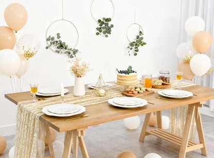 2Pcs Gold Table Runner 10FT Gauze Glitter Wedding Party Decorations | - Image 8