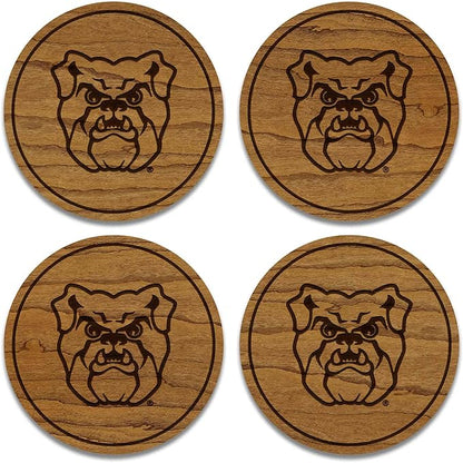 LazerEdge Butler Bulldogs Wooden Coaster Set - Cherry Wood - Officially Licensed Product - 4-Pack