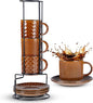 GBhome 6 OZ Stackable Coffee Mugs Set of 4, Ceramic Espresso Coffee Cups | by GBhome