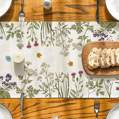 Artoid Mode Floral Wildflowers Herb Spring Table Runner, Seasonal Kitchen - Image 7