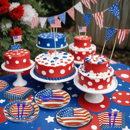 100 Pcs American Flag Party Supplies Set, Serves 25 – Disposable Patriotic - Image 5