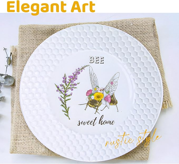 2 PCS Tea & Coffee Saucers, Honey Bee Pattern Ceramic Tea Plates Round Cup - Image 5