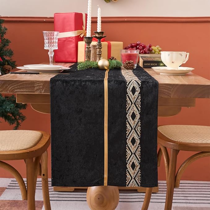Table Runner, Velvet Sequin Luxury Runner by BohoSytleDecorativeforLivingRoom