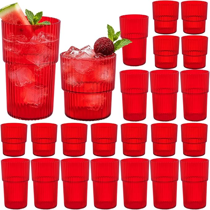 24 Pack Plastic Wine Glasses, 16 Oz Highball Glasses & 12 Oz Cocktail Glasses by Unknown