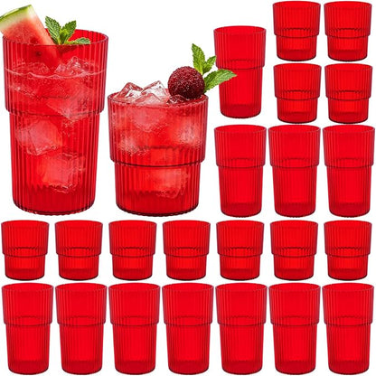 24 Pack Plastic Wine Glasses, 16 Oz Highball Glasses & 12 Oz Cocktail Glasses by Unknown