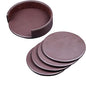 Dacasso Chocolate Brown Leather 4-Round Coaster Set by Dacasso