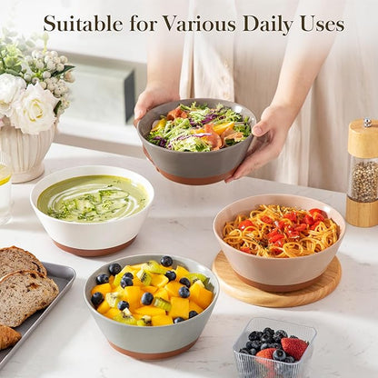 MALACASA Soup Bowls, Ceramic Salad Bowls Set of 4, 35oz Ceramic Bowls for Ramen, Cereal, Fruit and Pho, Microwave & Dishwasher Safe, Speckled Deep Bowls, Multicolor