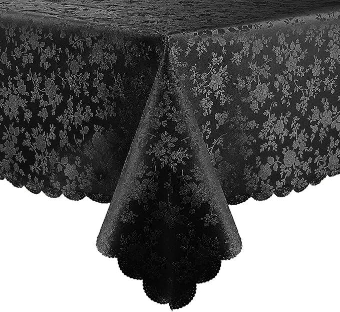 Smiry Rectangle Table Cloth, Waterproof Heavy Duty Vinyl Tablecloths, Wipeable Washable Table Cover for Kitchen and Dining Room (Black, 60" X 140")