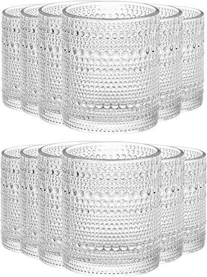 Amzcku Vintage Drinking Glass Set of 12 Kitchen Glasses Cup（13 OZ），for by Amzcku