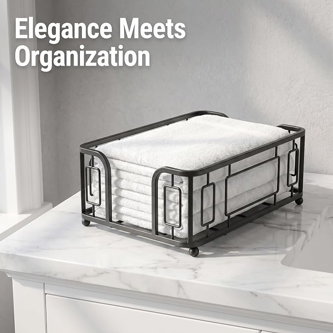 Guest Towel Holder Tray for Bathroom Countertop, Powder Room & Vanity Use - Image 7