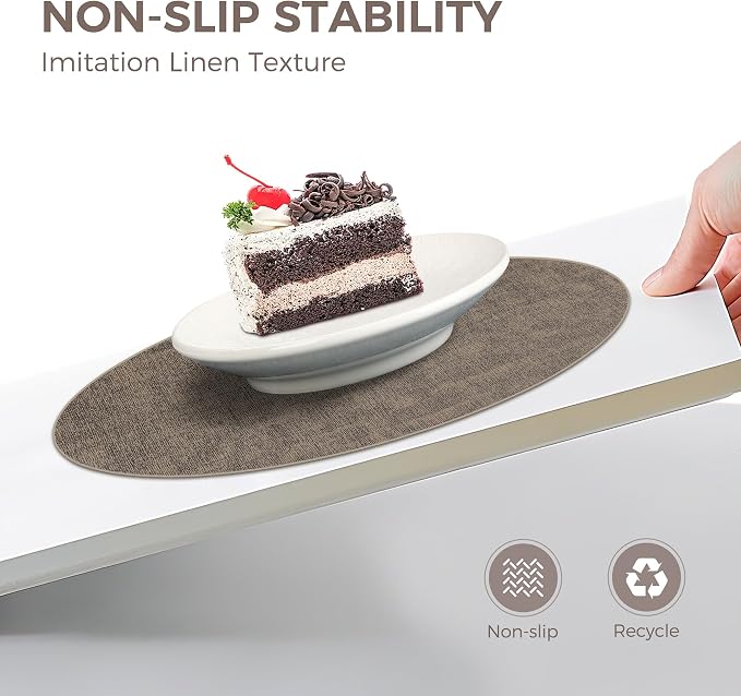 13" Round Placemats Set of 8, Reversible Faux Leather Heat Resistant Table Mats - Image 4