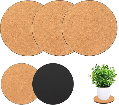 3 Pieces Cork Plant Coasters, 10 Inch Cork Plant Mats, Cork Coaster for Planters, Large Plant Coasters for House Plants Indoors (Nude & Black)