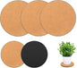 3 Pieces Cork Plant Coasters, 8 Inch Cork Plant Mats, Plant Coasters for House Plants Indoors (Nude & Black)