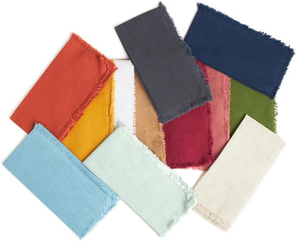 ACCENTHOME Teal Cotton Linen Napkin Set of 6 18x18 inch Dinner Napkins - Washable Soft Premium Hotel Quality Reusable Napkins Perfect Table Napkins for Family Dinners, Weddings & Everyday Use