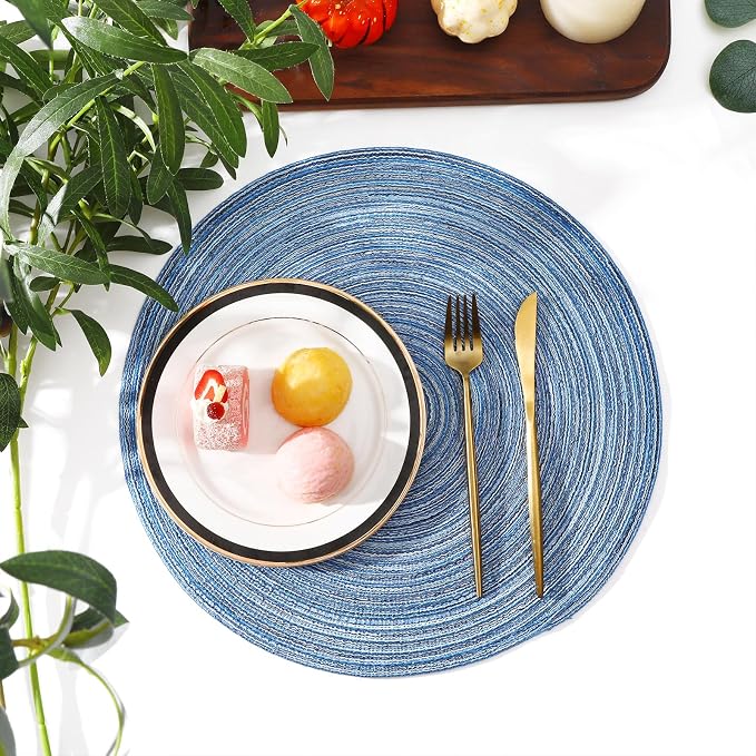 SHACOS Round Braided Placemats Set of 12 Circle Place Mats Cotton Polyester - Image 6