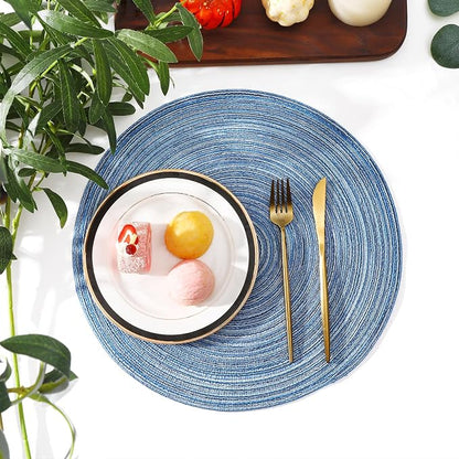 SHACOS Round Braided Placemats Set of 12 Circle Place Mats Cotton Polyester - Image 6