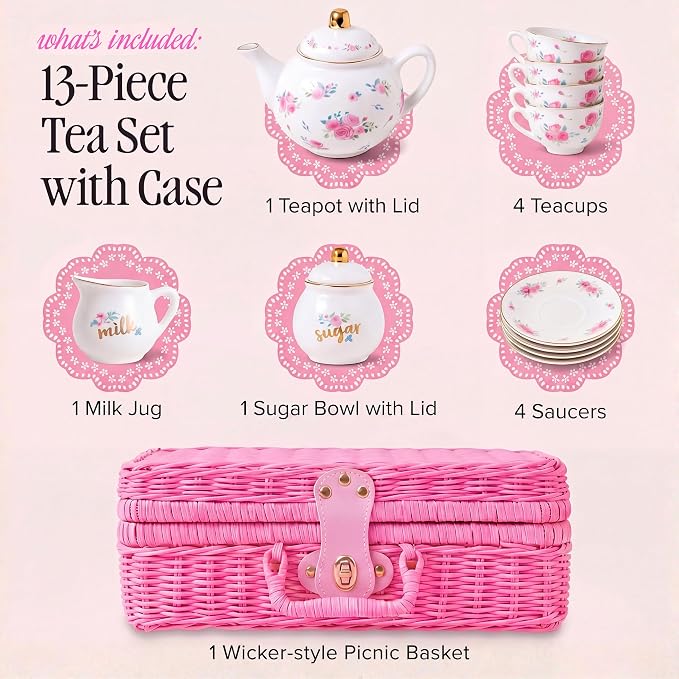 Giggle & Honey® Floral Porcelain Tea Set - Image 3