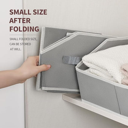 Large Storage Bins Baskets - 6 Pack Closet Storage Cubes, Fabric Baskets for Organizing, Cube Organizer Bins with Handles, Foldable Boxes for Clothes, Towels, Grey