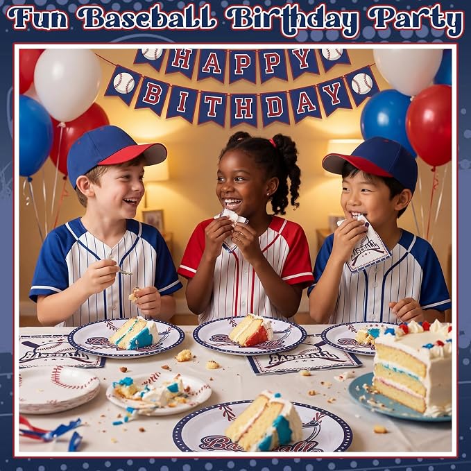 NatNarr 50 Pcs Baseball Plates and Napkins, Disposable Baseball Party Supplies - Image 3