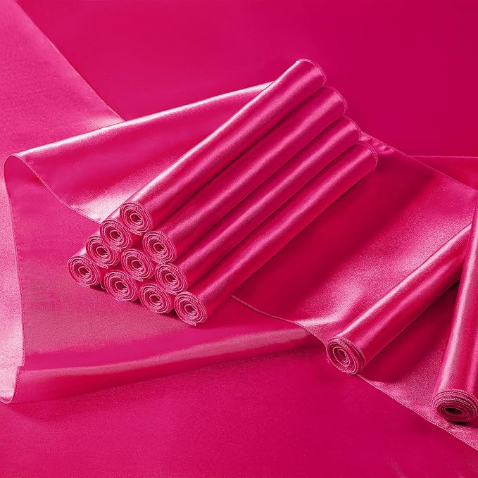 Manyshofu Hot Pink Satin Table Runner 12x72 - Image 2