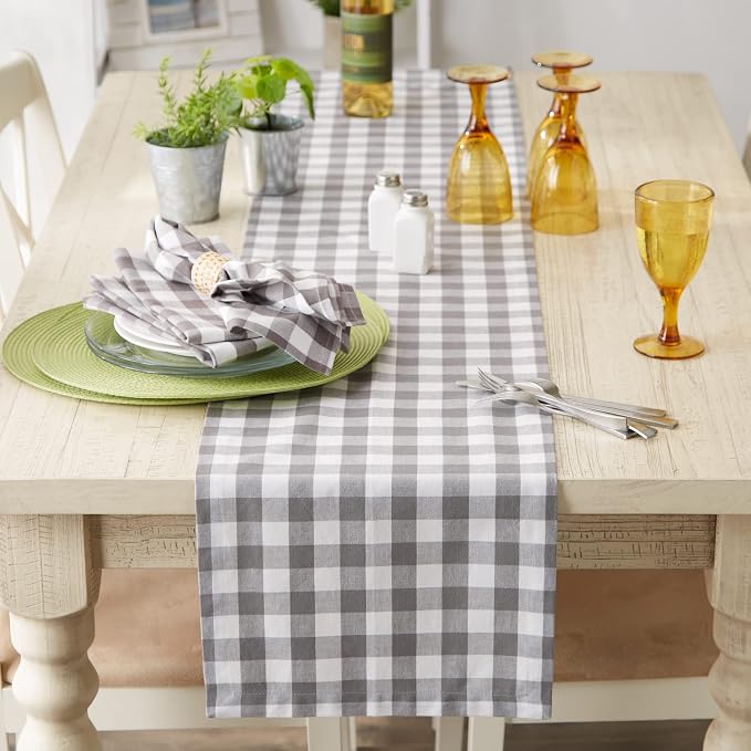 DII Checkered Tabletop Collection 100% Cotton, Machine Washable, Table Runner - Image 2