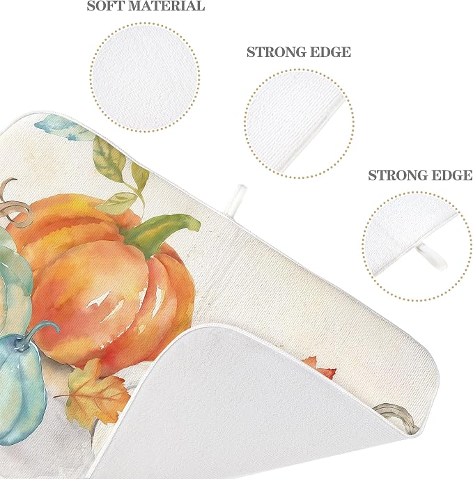 Fall Pumpkin Dish Drying Mat for Kitchen Counter 18x24 Inch Thanksgiving - Image 7