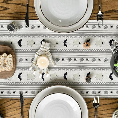 Artoid Mode 210 GSM Halloween Table Runner 13x90 Inch Home Party Decor | Beige - Image 3