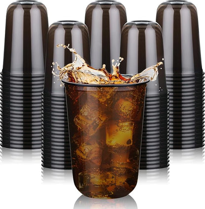 KesaPlan 100 Pcs 16oz Plastic Black Cups, Disposable Wine Cocktail Glasses | by KesaPlan