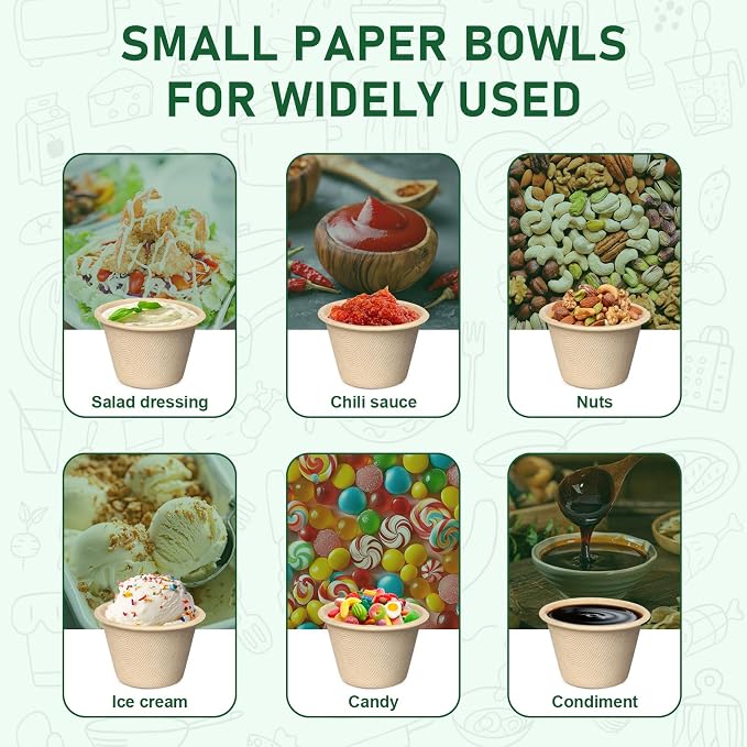 4 oz Small Disposable Bowls, 200 Pack Mini Paper Bowls | Eco-friendly - Image 5