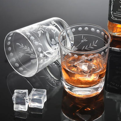 Joeyan Hand Blown Etched Drinking Glasses, Aesthetic Tumblers Glassware Set - Image 3