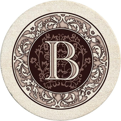 Thirstystone Monogram Round Natural Sandstone Coaster 4 Pack | 4" Diameter by Thirstystone