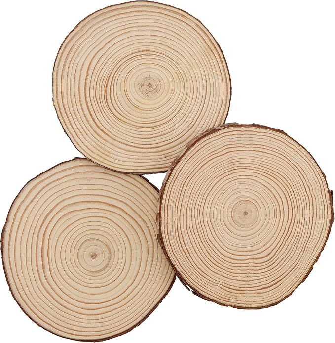 KINJOEK 30 PCS Natural Wood Slices 5.1-5.5 Inch - Image 4