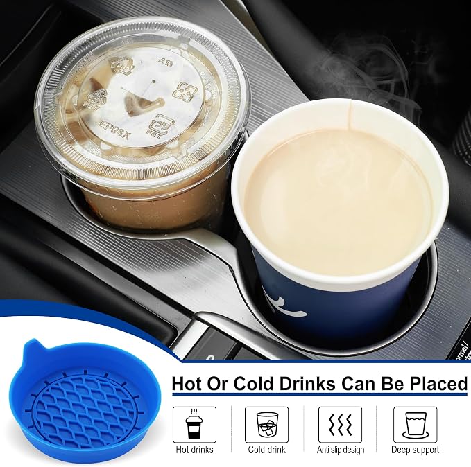 Car Cup Holder Coaster, Silicone Cup Holder Insert, Universal Non-Slip Cup - Image 3