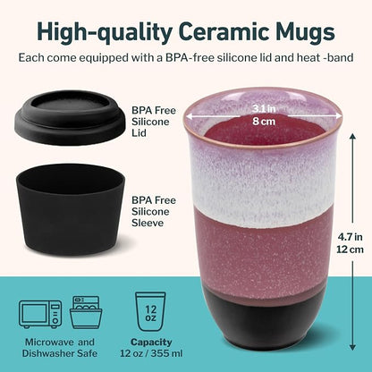 NOVA CERAMICS Coffee Travel Mug – Reusable Coffee Cup – Microwave & Dishwasher - Image 3