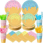 450 Pcs Ice Cream Tableware Set Decorations, Serves 50 | Summer Ice Cream Cone by Unknown